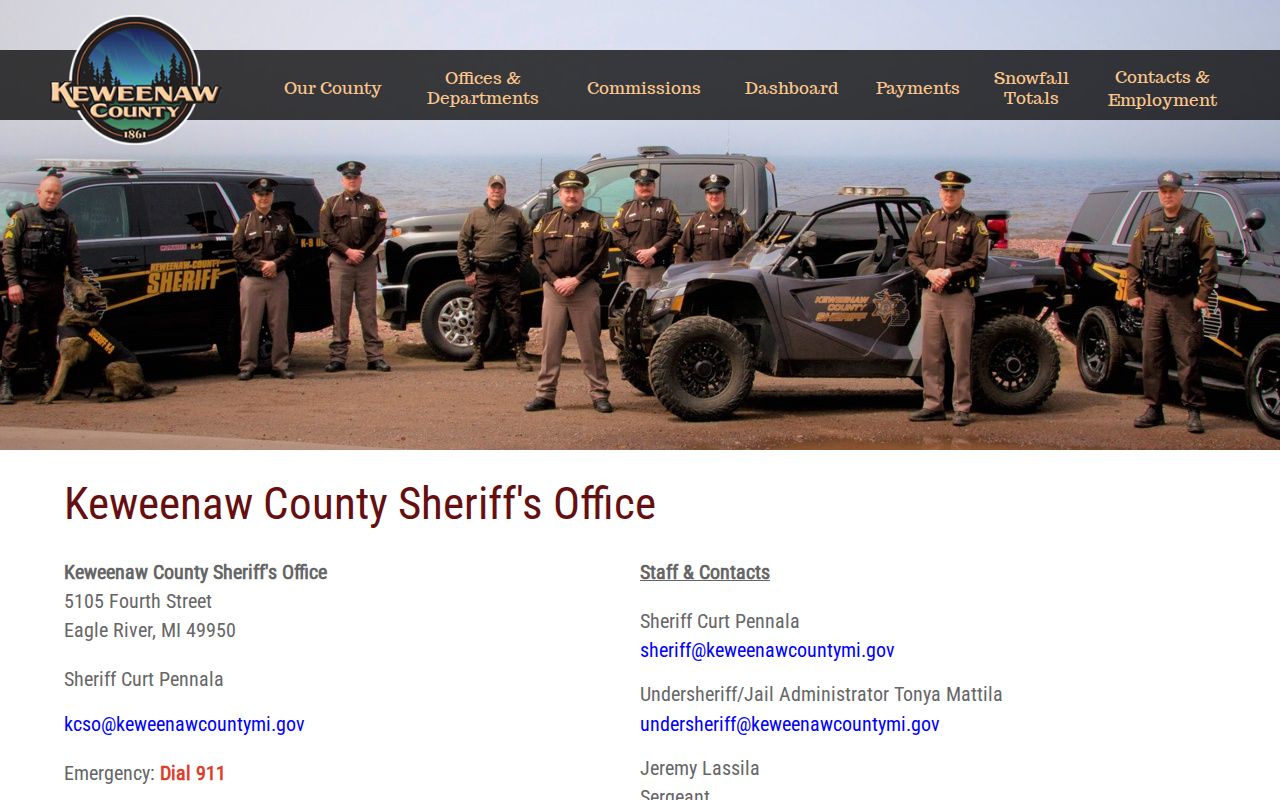 Keweenaw County 72-Hour Lockup release and transfer information
