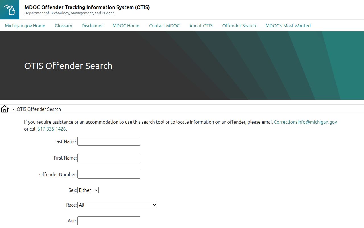 Keweenaw County released inmate search fields in Michigan OTIS