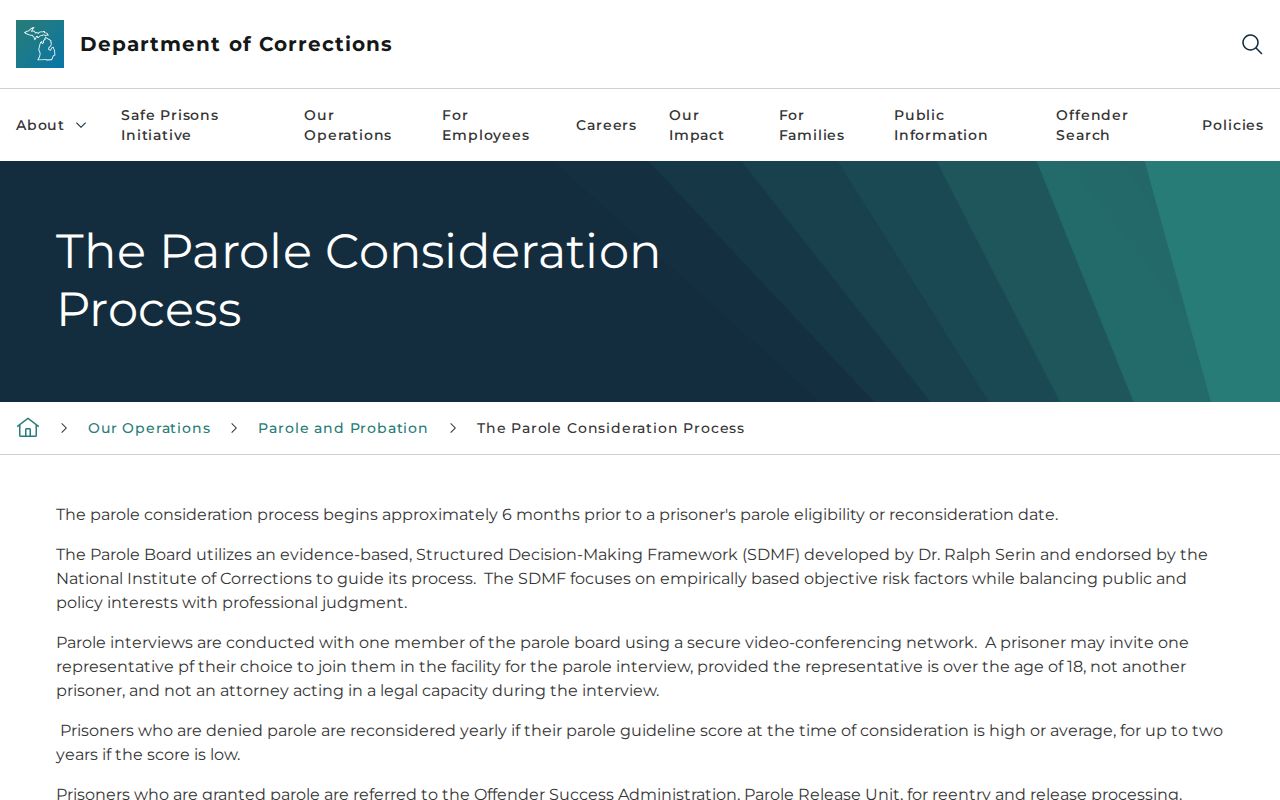 Keweenaw County parole and probation decision process from MDOC